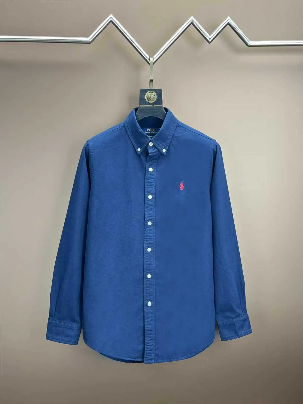 P360 Polo 25ss new solid color logo embroidered buttoned long-sleeved shirt men's high version code number: XS.S.M.L.XL.